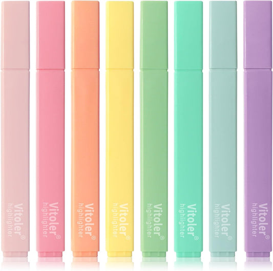 Vitoler Bible Highlighters,Aesthetic Cute Highlighters,8pcs Colorful Highlighter Markers No Bleed for Office School Supplies