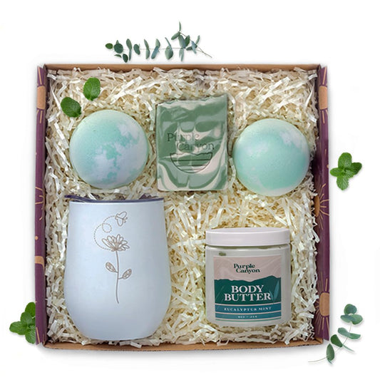 Purple Canyon Bath Gift Set for Women | Revitalizing Eucalyptus Spearmint and Cucumber Mint Self-Care Gift for Women