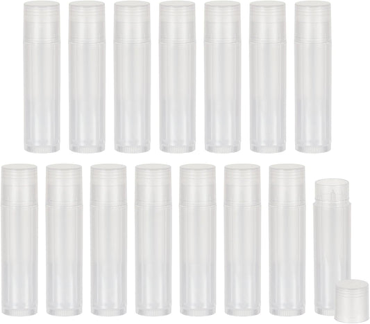 NICENEEDED 15 Pcs Lip Balm Tubes, Empty DIY Lipstick Tubes, Refillable 5g Lip Balm Containers Plastic Lip Gloss Tubes Deodorant Containers with White Caps Twist Tubes for making Gifts, Travel