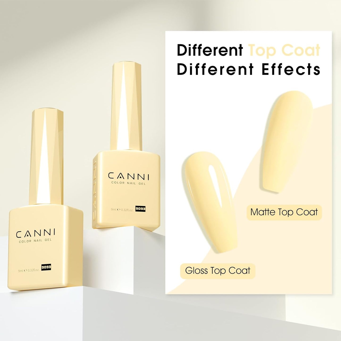 CANNI Pastel Yellow Nail Gel Polish, 1Pcs Butter Yellow High Gloss Soak Off UV Nail Polish Gel French Manicure Salon DIY