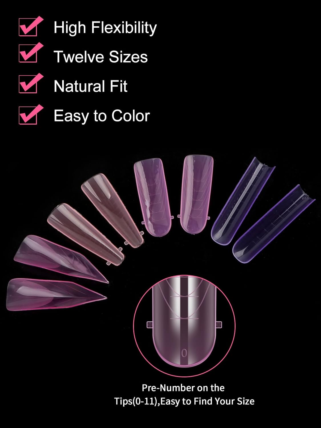 EBANKU Dual Nail Forms for Poly Extension Gel, 96 PCS Pink Nail Molds Reusable Nail Extension Forms for Builder Gel Manicure Design Salon DIY-12 Sizes