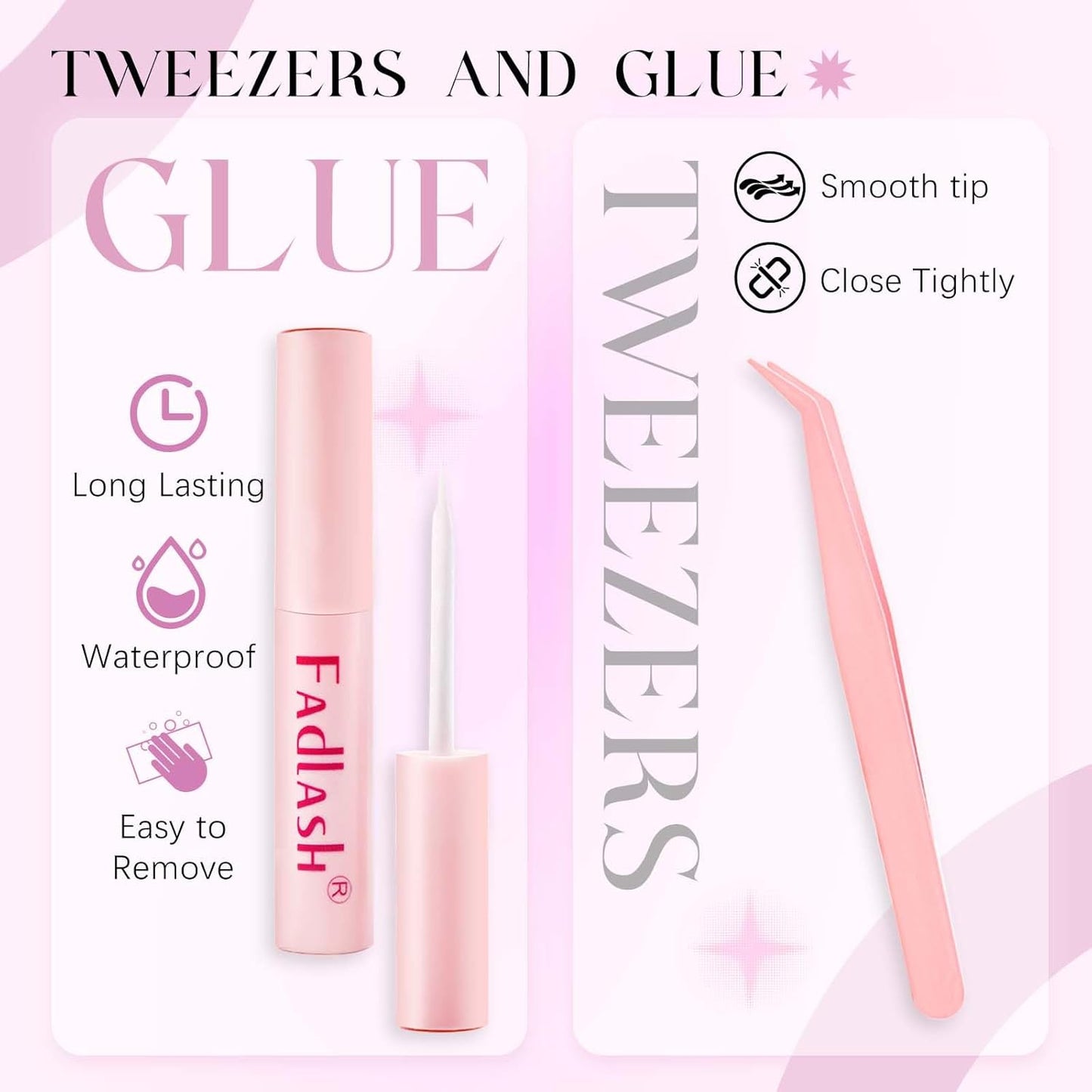 FADLASH False Eyelashes Kit Thick and Voluminous Cat Eye Lashes Wear Comfortable Fake Lashes with Thin Band 7 Pairs Lash Applicator Tool at Home, XH42