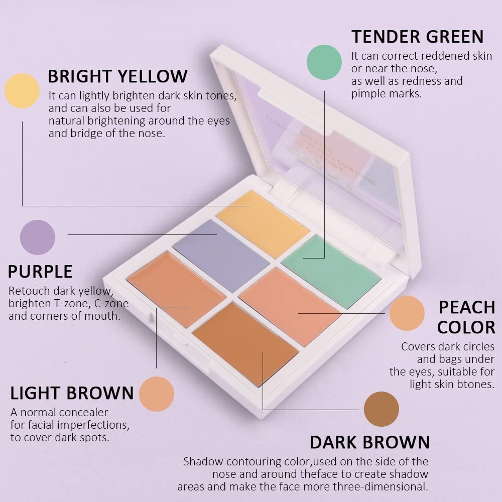 Concealer Cream Makeup Palette Color Corrector,Under Eye Brightener Concealer Dark Circle Concealer Palette,Waterproof Foundation Cream Based Makeup Palette Full Face Contour Kit for Beginners