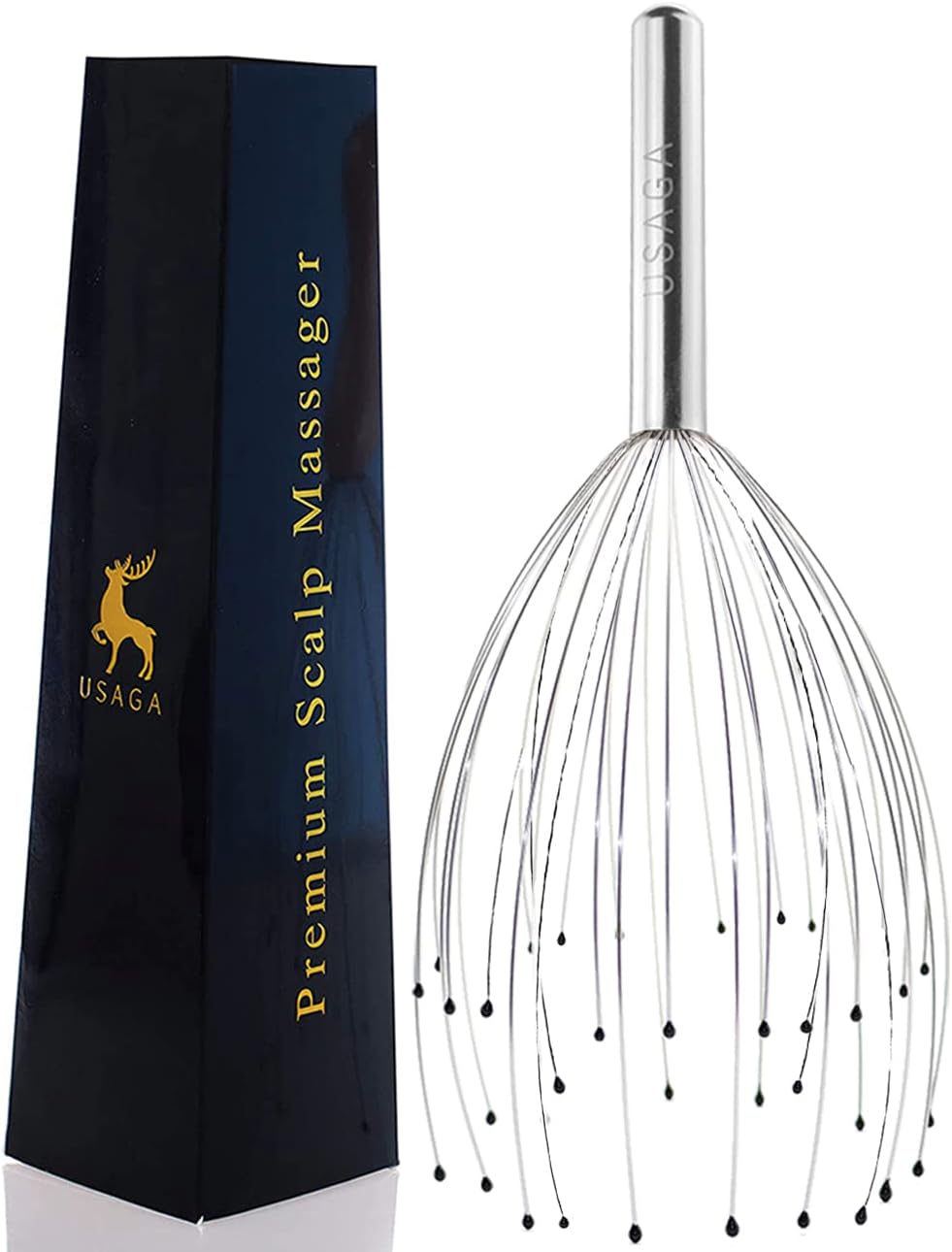 USAGA 36 Fingers Head Massager Scalp Massager Head Scratcher for Scalp Body Relaxing (Silver)