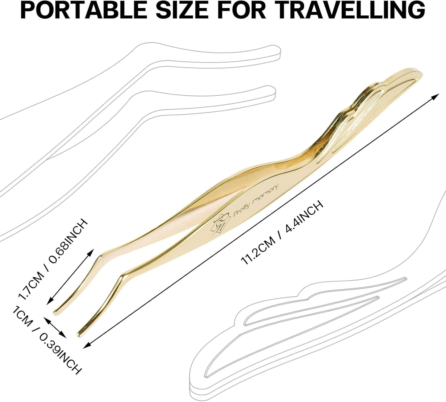 Pretty memory DIY Eyelash Applicator Tool, Curved Eyelash Tweezers for False Lashes, Lash Applicator for Easy Lashes Application and Removal, Gold