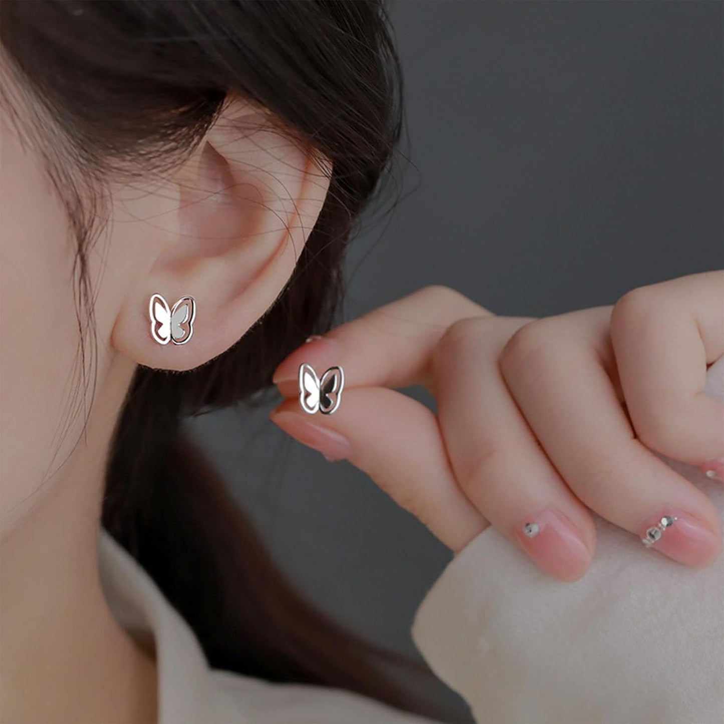 Tiny Butterfly Studs Earrings Vintage Silver Butterfly Earrings Statement Charm Layered Hollow Butterfly Cartilage Earrings Minimalist Butterfly Earrings Jewelry for Women