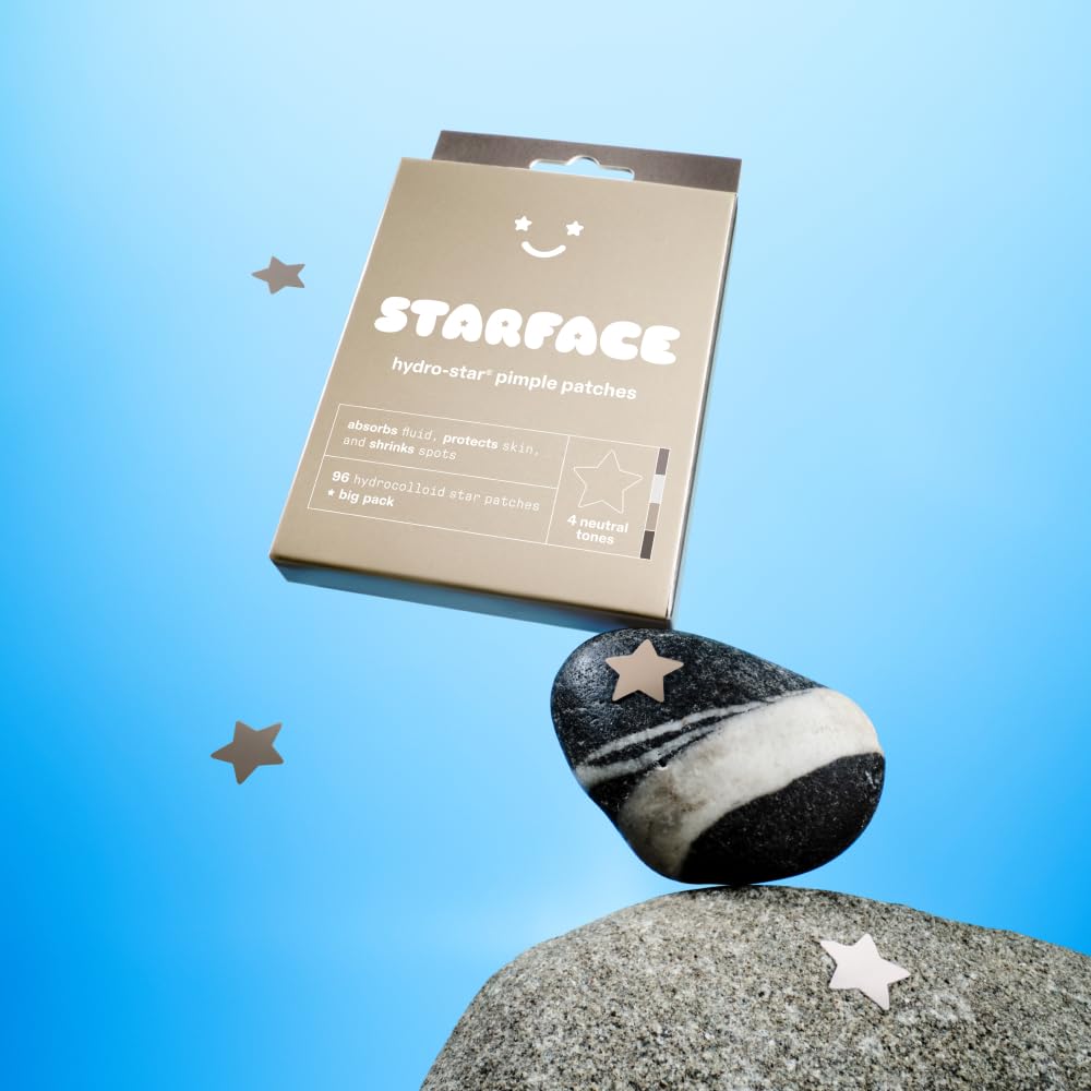 Starface Earth Star BIG PACK, Hydrocolloid Pimple Patches, Absorb Fluid and Reduce Redness, Cute Star Shape and 4 Neutral Colors (96 Count)