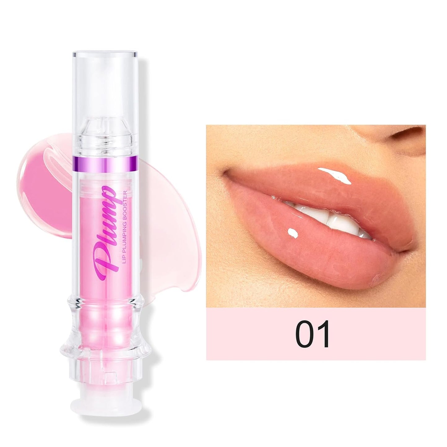 Erinde Lip Plumper Gloss, Natural Spicy Lip Plumping Booster, Ultra-Hydrating & Nourishing Plump Lip Plumper, Glossy Finish Fuller Lip Plumping Oil for Women Girls, 01#