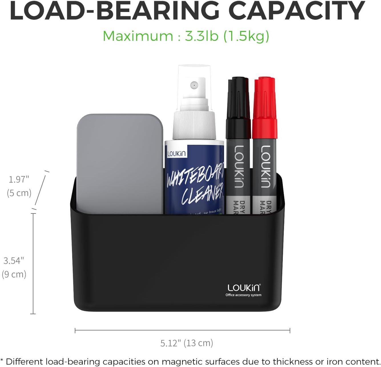 loukin Magnetic Marker Holder, Dry Erase Marker Holder, Remote Control Holder, Magnetic Storage Organizer for Whiteboard or Refrigerators (Black)