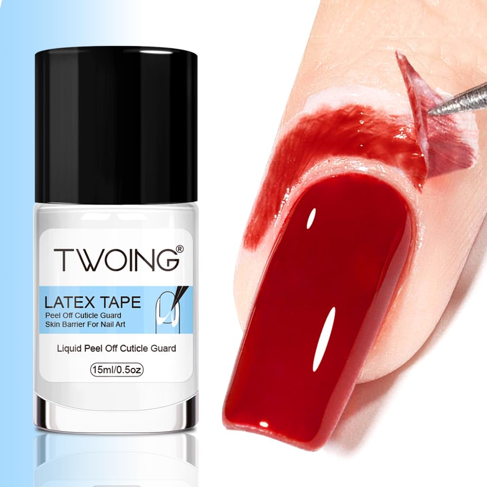 TWOING 15mlLiquid Latex for Nails, Peel Off Cuticle Protectors for Nail Polish,Skin Barrier Manicure, Art Liquid Latex Tape Protector Nail Cuticle Guard Gifts