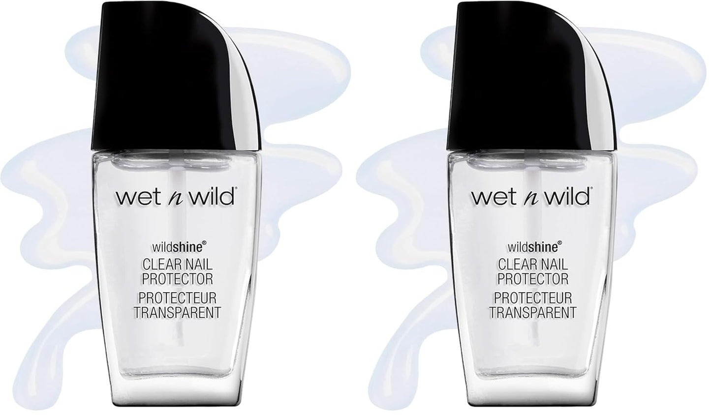 wet n wild Nail Polish Wild Shine, Clear Nail Protector, Nail Color (Pack of 2)