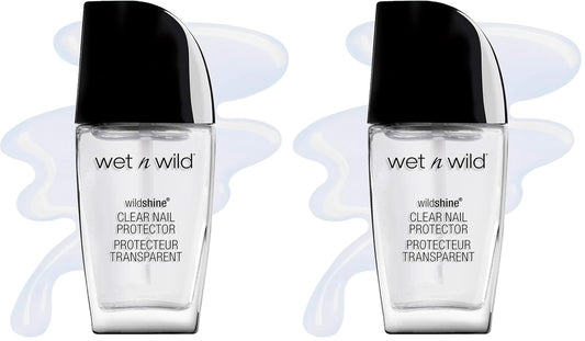 wet n wild Nail Polish Wild Shine, Clear Nail Protector, Nail Color (Pack of 2)