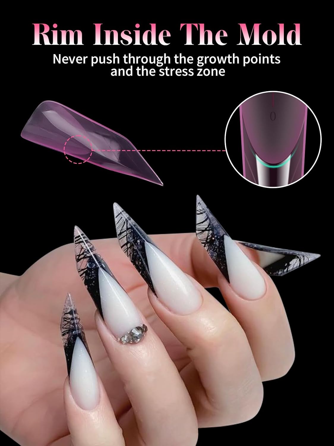 EBANKU Dual Nail Forms for Poly Extension Gel, 96 PCS Pink Nail Molds Reusable Nail Extension Forms for Builder Gel Manicure Design Salon DIY-12 Sizes