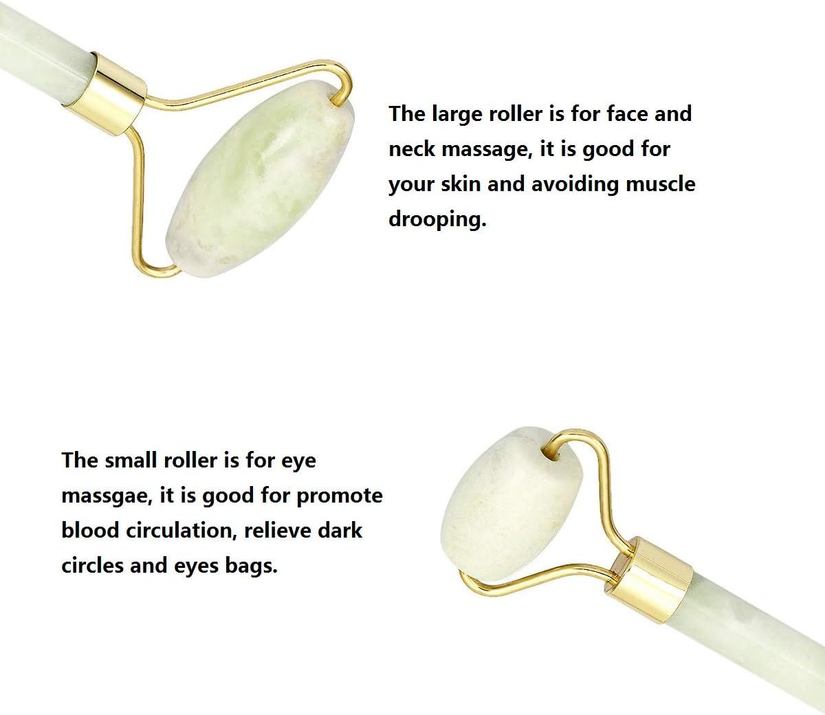 mookaitedecor Xiuyan Jade Roller & Rose Quartz Gua Sha Scraping Massage Tool Set, Face Massager for Wrinkles, Anti Aging