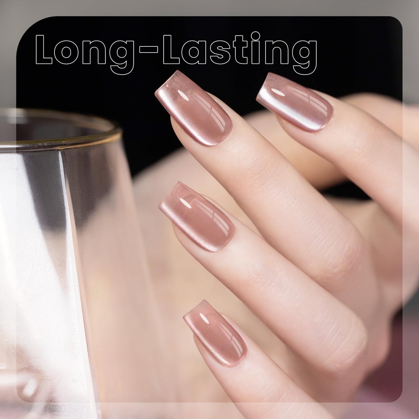 RARJSM Nude Mavue Rose Pink Cat Eye Gel Nail Polish Magnetic Sparkle Silver Ceramic Diamond Shimmer Translucent Sheer Cateye Gel Polish 15ml UV LED Curing Requires Soak Off Home Salon Manicure