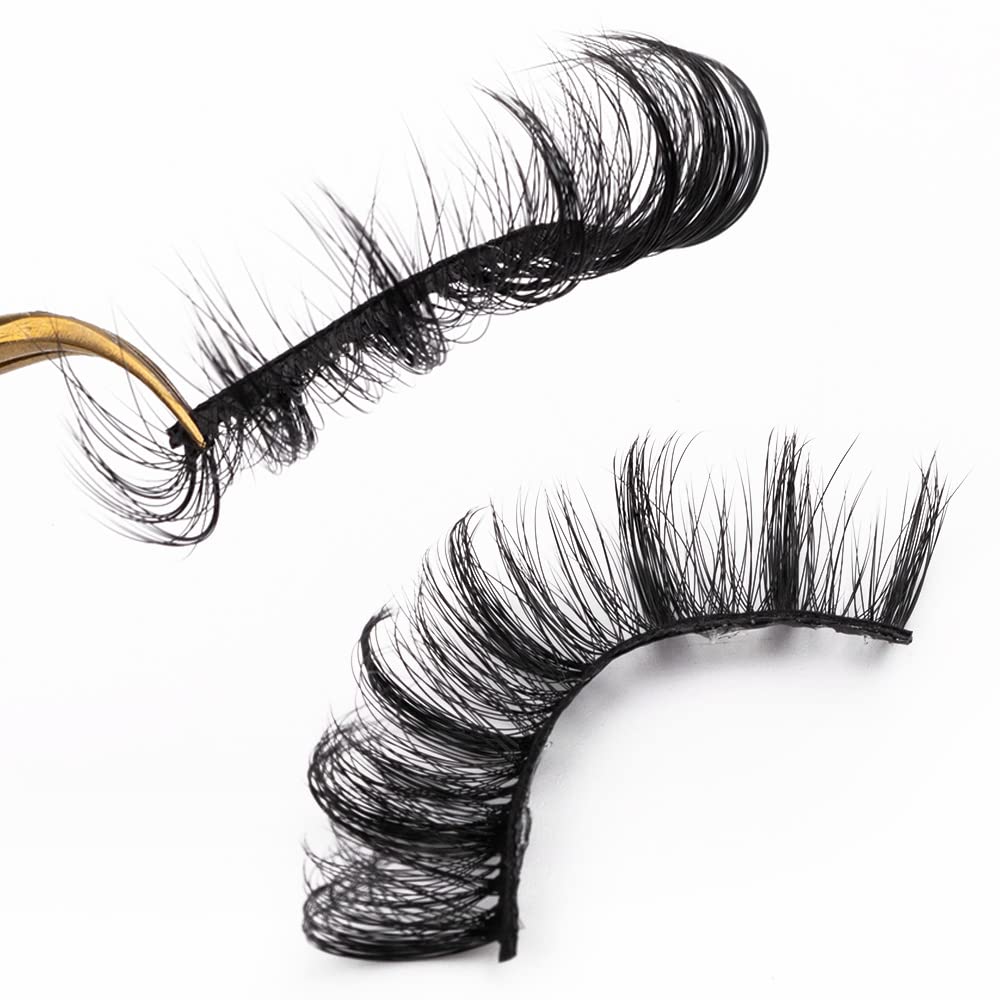 HBZGTLAD 6 Pairs Fluffy False Eyelashes Natural Faux Mink Strip 3D Lashes Pack(3DQG-104)
