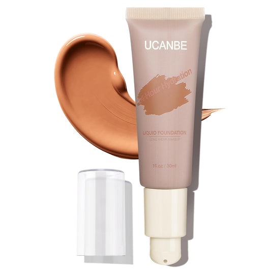 UCANBE Matte Liquid Foundation Makeup, Medium to Full Coverage Waterproof Longwear Serum Cream Foundation for Combination & Oily Mature Skin, Lightweight Hydrating & Nourishing, Coconut, 1 fl. oz.
