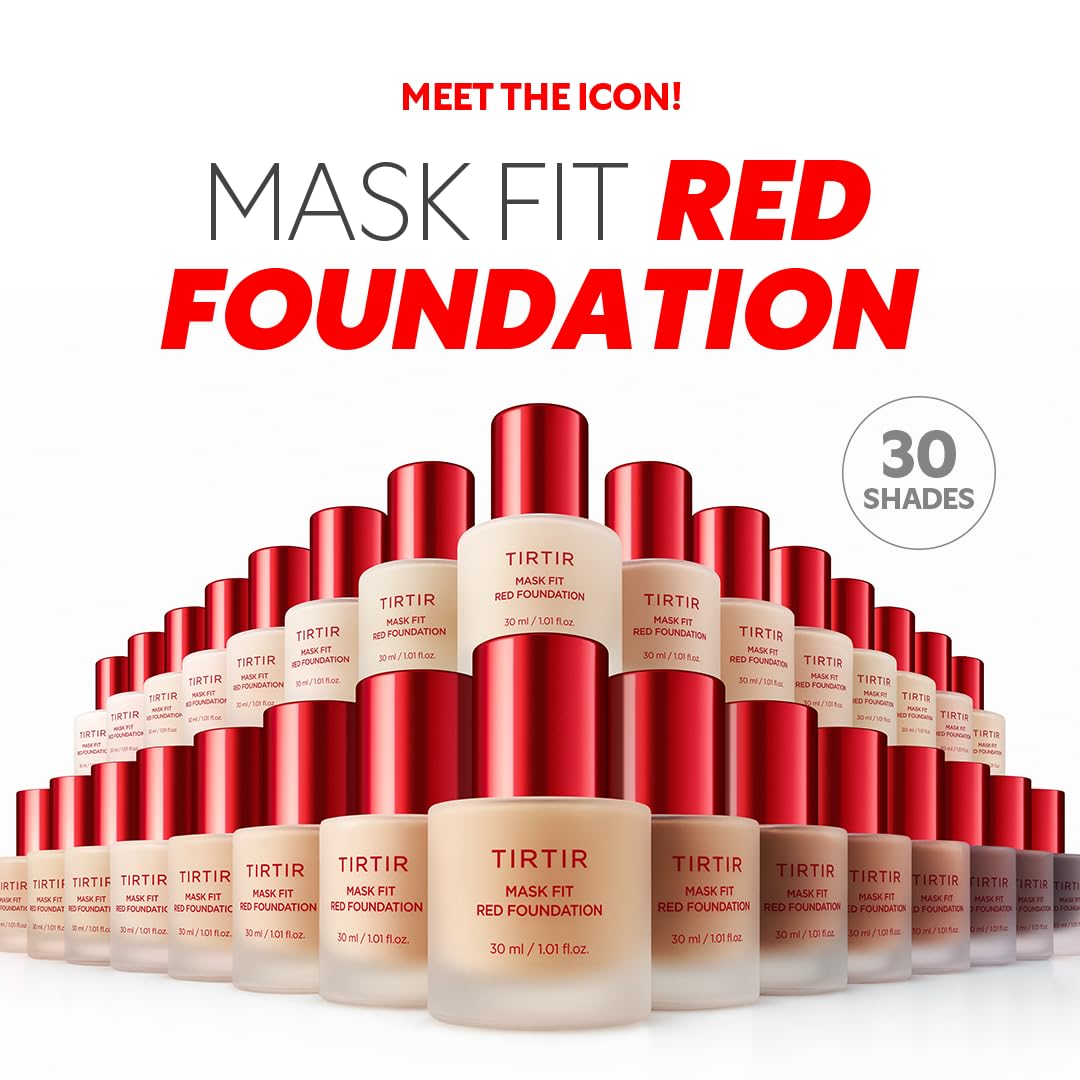 TIRTIR Mask Fit Red FoundationㅣLong Lasting Flawless Coverage, Energy Essence, Lightweight, Hydrating, Pore-Blurring, Breathable Satin Finish, Makeup, Radiant Skin, #17C Porcelain, 1.01 Fl Oz
