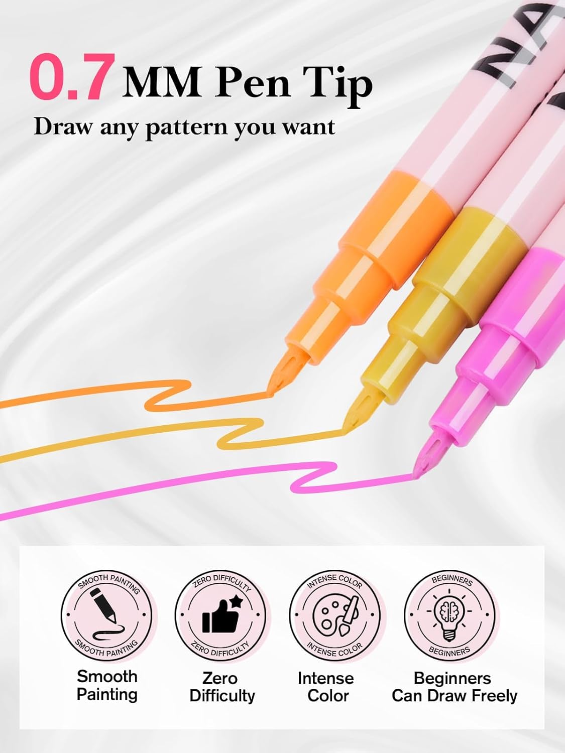 EBANKU Nail Art Pens Quick-Drying, 3D 12 Colors 0.7MM Nail Polish Pens Set Nail Art Drawing Pen Acrylic Paint Nail Point Dotting Liner Pen Tools for Home DIY Salon Nail