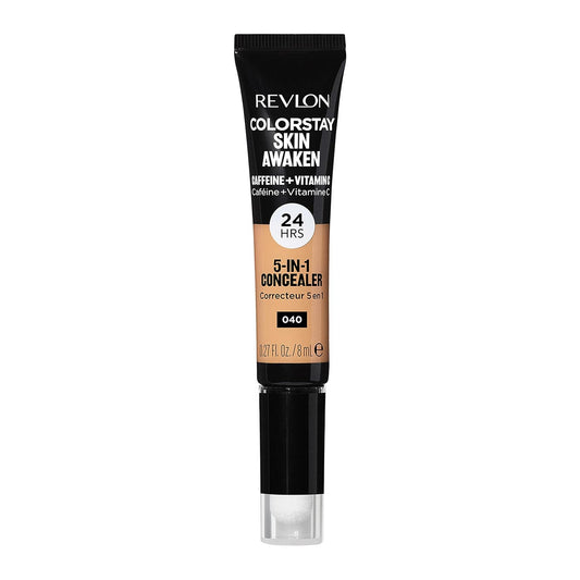 Revlon ColorStay Skin Awaken 5-in-1 Concealer, Lightweight, Creamy Longlasting Face Makeup with Caffeine & Vitamin C, For Imperfections, Dark Circles & Redness, 040 Medium, 0.27 fl oz