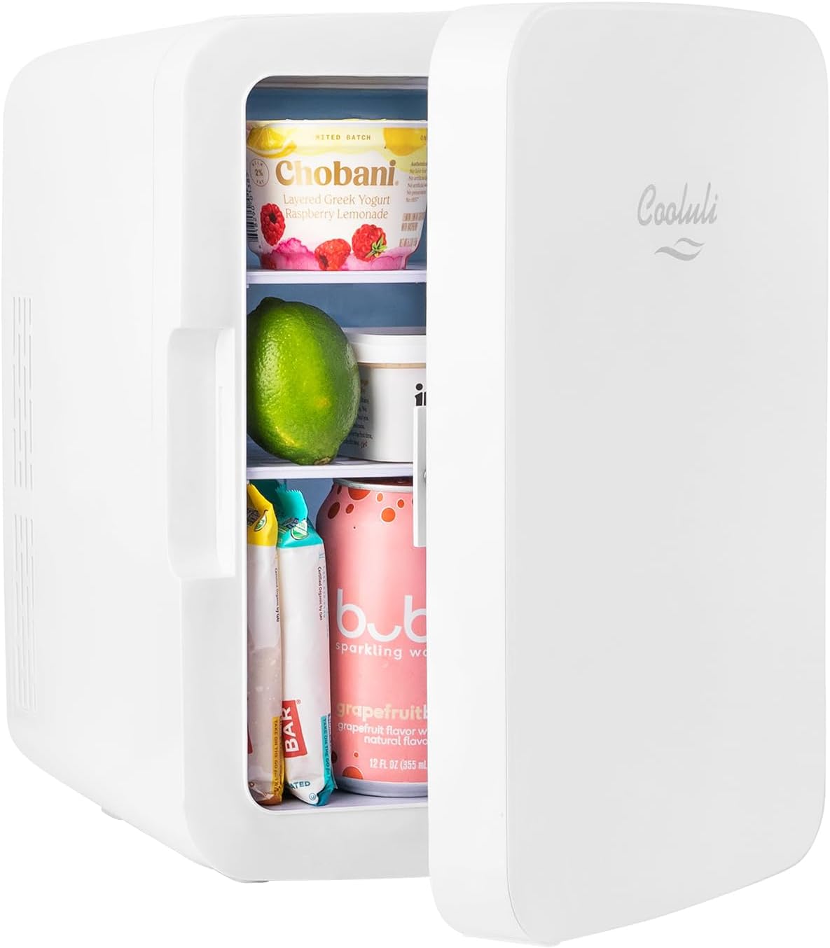Cooluli 10L Mini Fridge for Bedroom - Car, Office Desk & College Dorm Room 12v Portable Cooler Warmer Food, Drinks, Skincare, Beauty Makeup AC/DC Small Refrigerator with Glass Front, 110 Volts, White