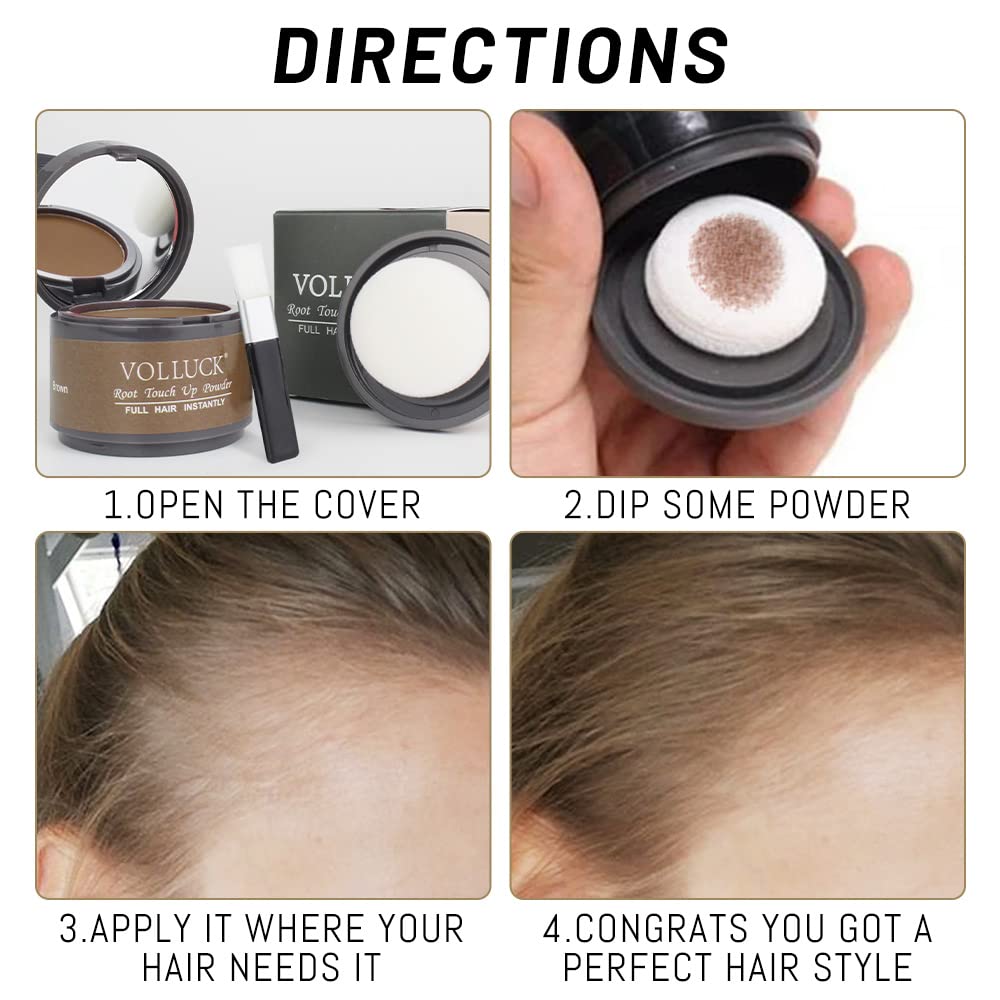 ONLOOKERS Root Touch Up Hair Concealer, Instant Gray Hair Root Cover Up, Hairline Powder and Volumizer (Dark Black)