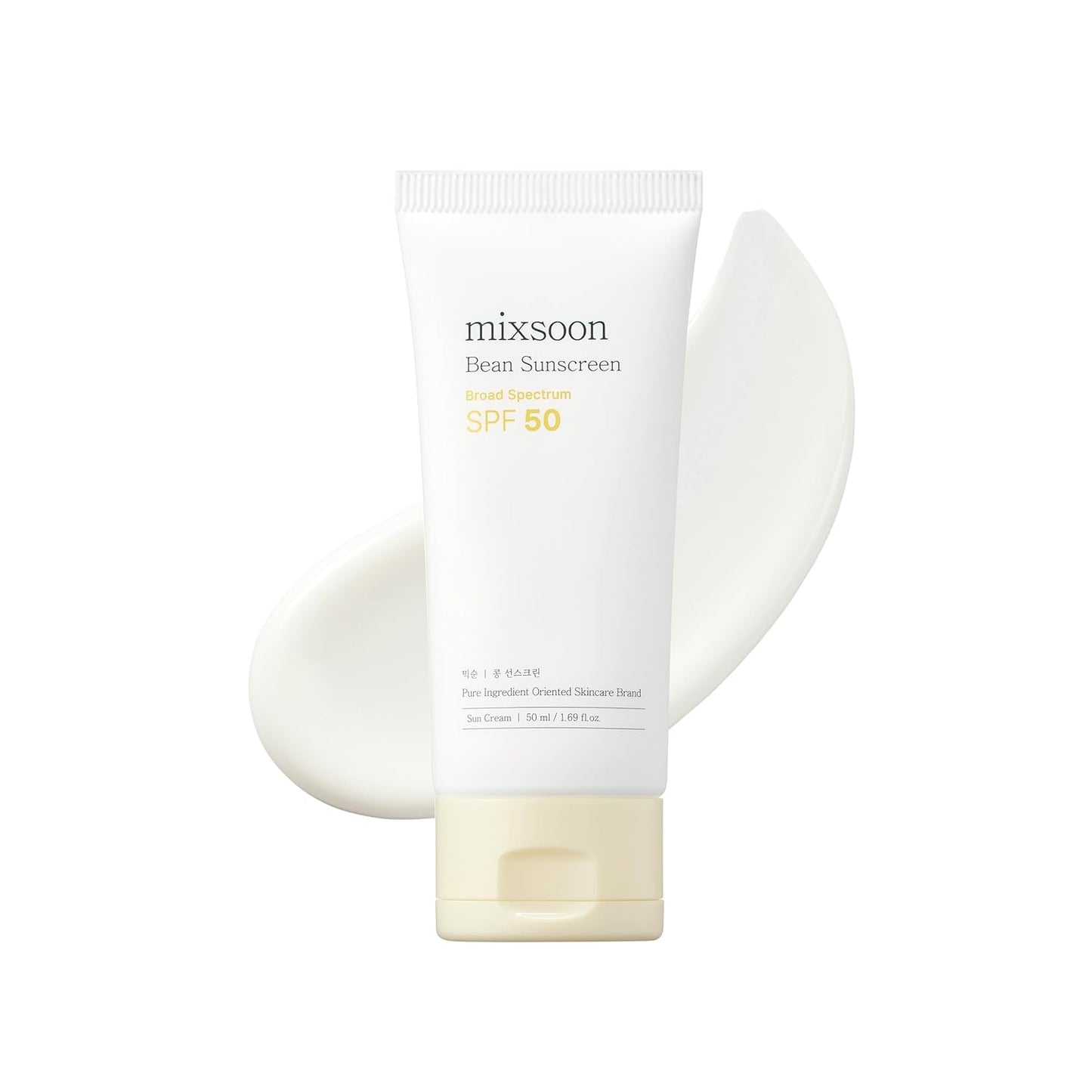 mixsoon Bean Sunscreen 1.69 Fl. Oz. / 50ml SPF 50 Airy Texture Type Lightweight No White Cast For Face Korean Glass Skin Care