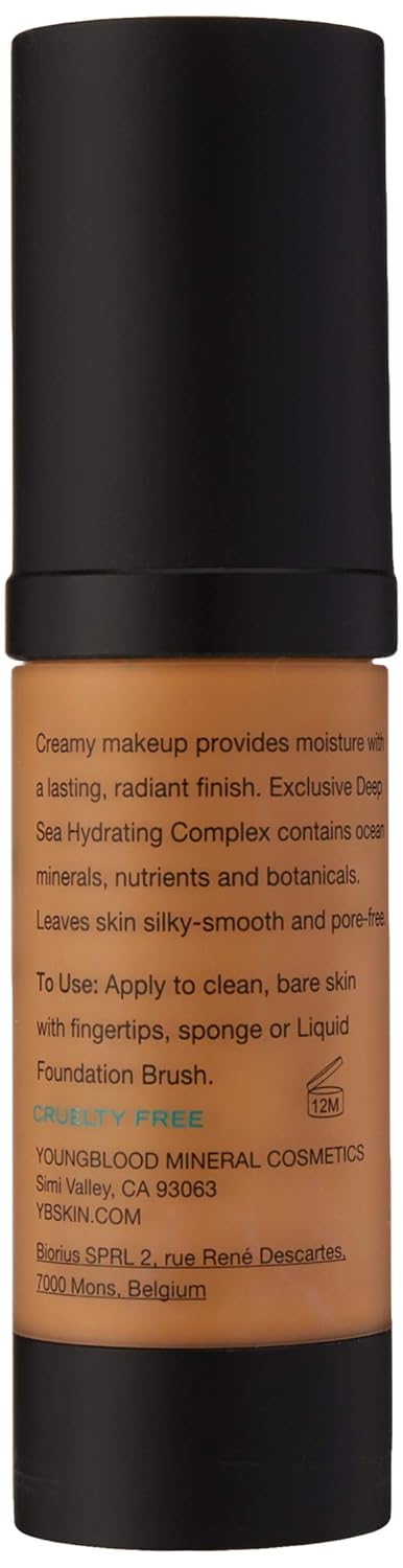 Youngblood Clean Luxury Cosmetics Liquid Mineral Foundation, Tahitian Sun | Dewy Mineral Lightweight Full Coverage Makeup for Dry Skin Poreless Flawless Tinted Glow | Vegan, Cruelty Free, Gluten-Free