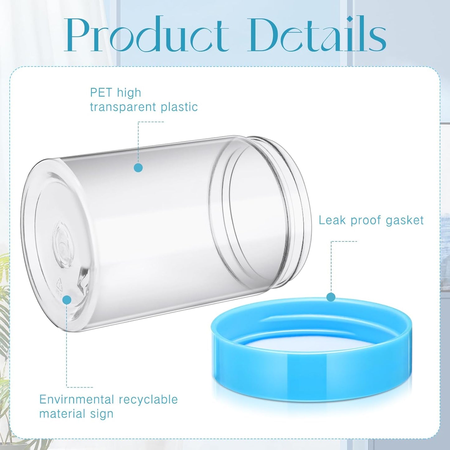 Patelai 4 Pieces Round Wide-mouth Leak Proof Plastic Container Jars with Lids for Travel Storage Makeup Beauty Products Face Creams Oils Salves Ointments DIY Making(12 Ounce,Blue)