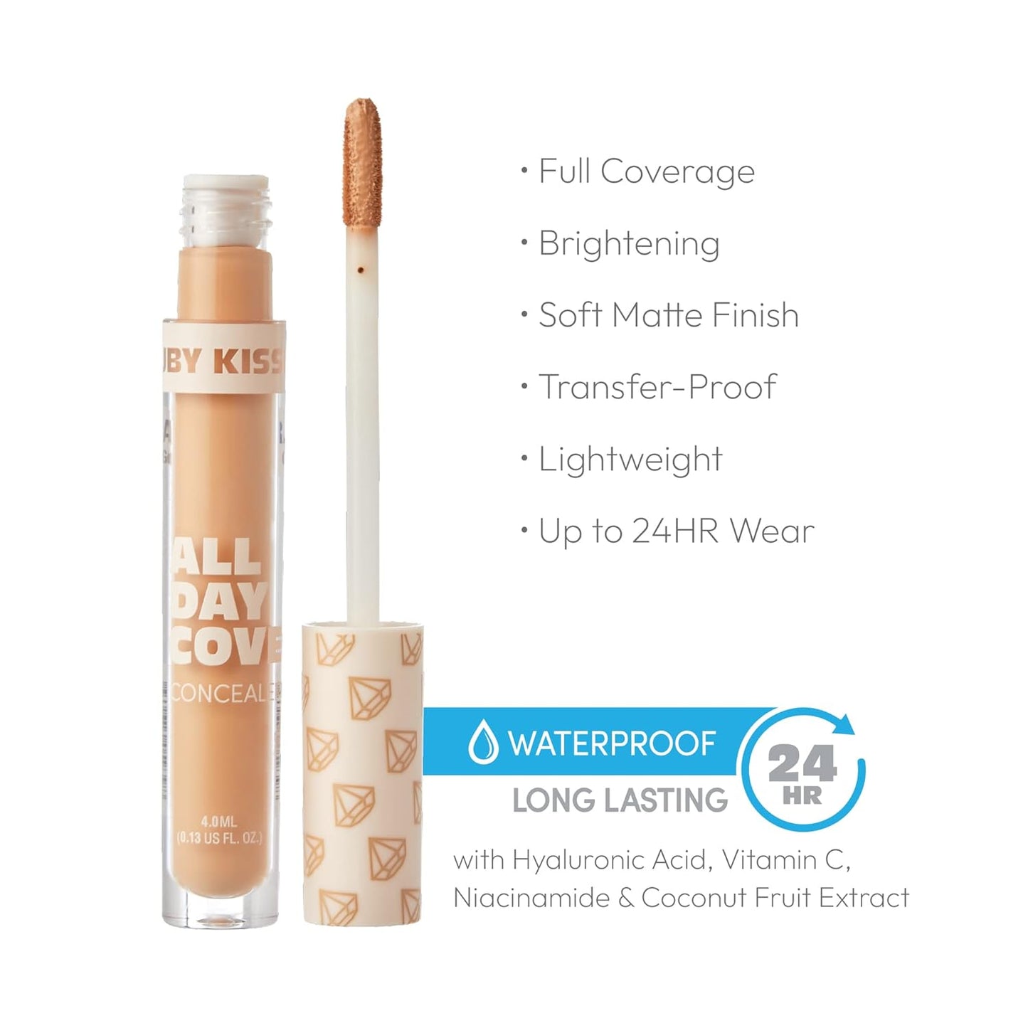 Ruby Kisses All Day Concealer Lightweight Full Coverage Multi-Use Concealer 0.13 Fl Oz (Golden)