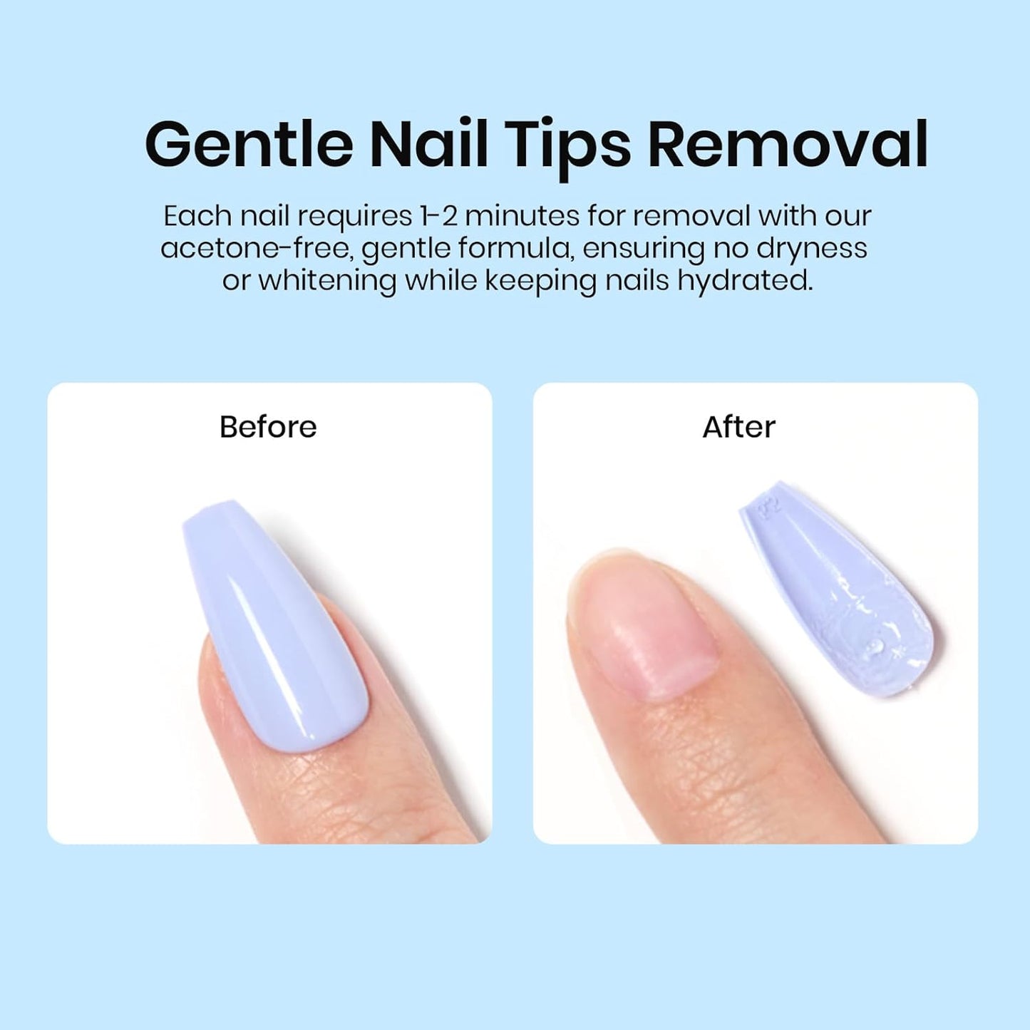Beetles Nail Glue Remover with Cuticle Tool, 1 Pcs 20ml Press on Nail Remover Non-Acetone Adhesive for False Nail Tips Gentle Formula Not for U v Nail Glue Gel