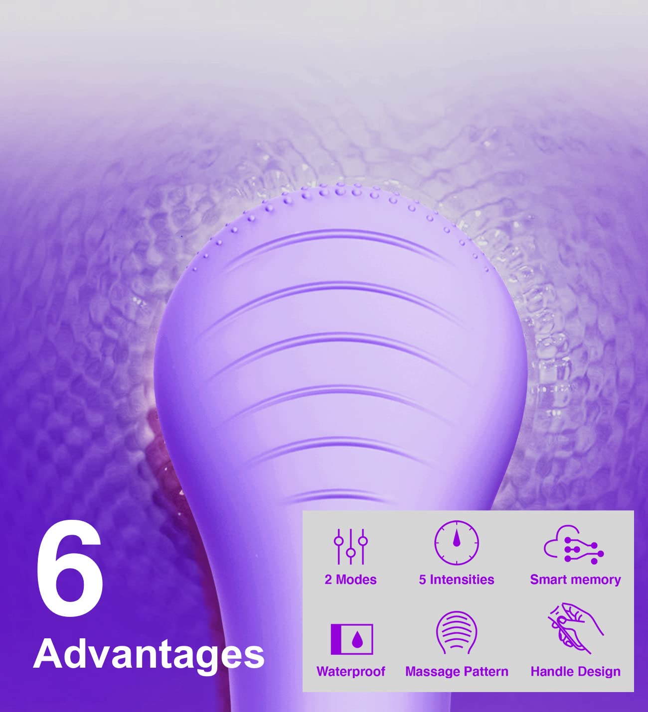 NgraCoola CLIE Facial Cleansing Brush - Waterproof & Rechargeable Face Scrubber for Men & Women, Cleansing, Exfoliating & Massaging - Violet