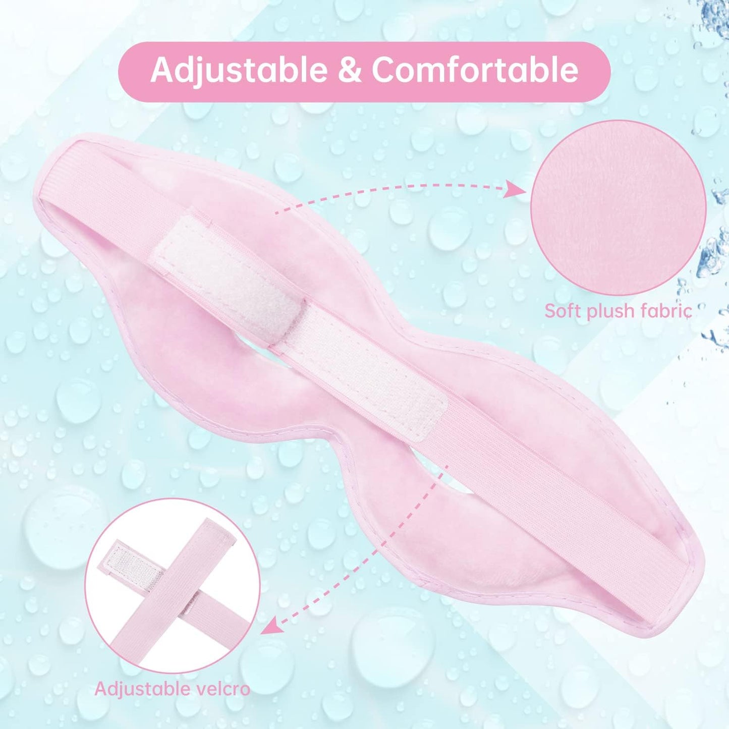 2 PCS Ice Eye Mask Reusable Ice Pack for Eyes,Hot Cold Compress Gel Bead Cooling Eye Mask with Eye Hole for Puffiness/Dark Circles/Eye Bags/Dry Eyes/Headaches/Migraines/Stress Relief (Pink)