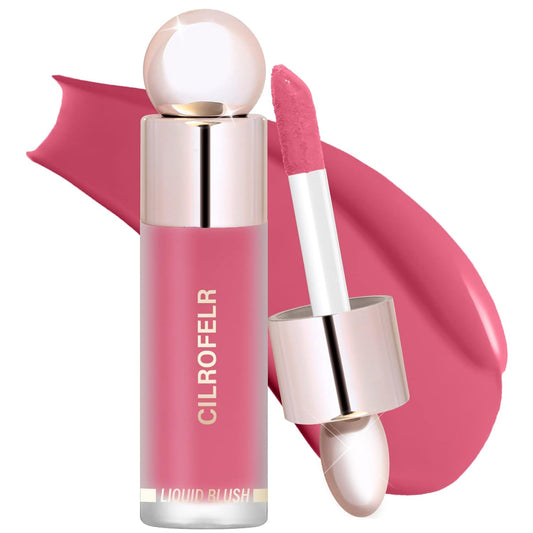 Cilrofelr Dewy Liquid Blush, Soft Cream Liquid Blush for Cheek, Buildable & Blendable Pigment, Lightweight & Smooth Texture, Longwear Formula for a Soft, Natural Flush (02 Fuchsia Pink)