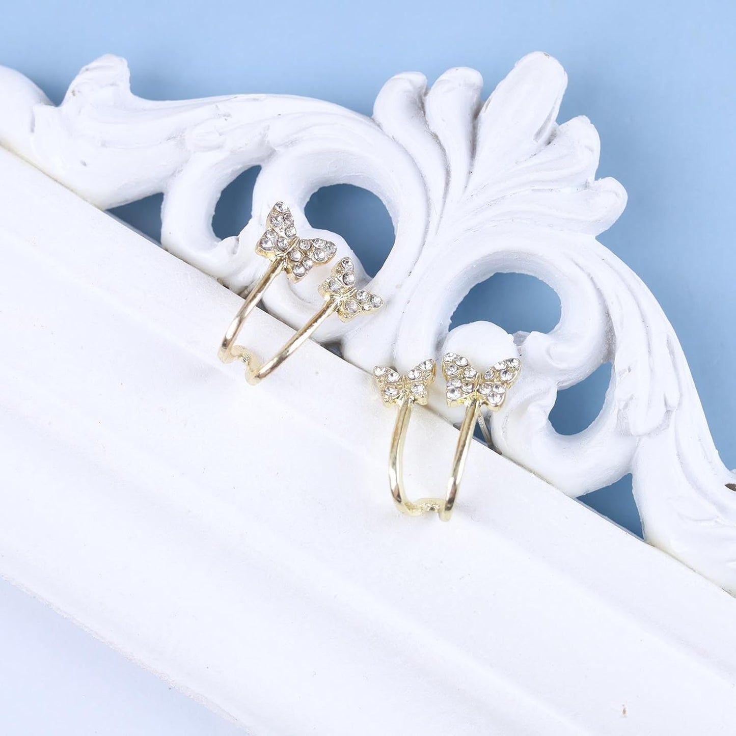 Vintage Crystal Butterfly Claw Earrings Rhinestone Claw Stud Earrings Sparkly Cz Butterfly Earrings Gold Butterfly Illusion Earrings Jewelry for Women