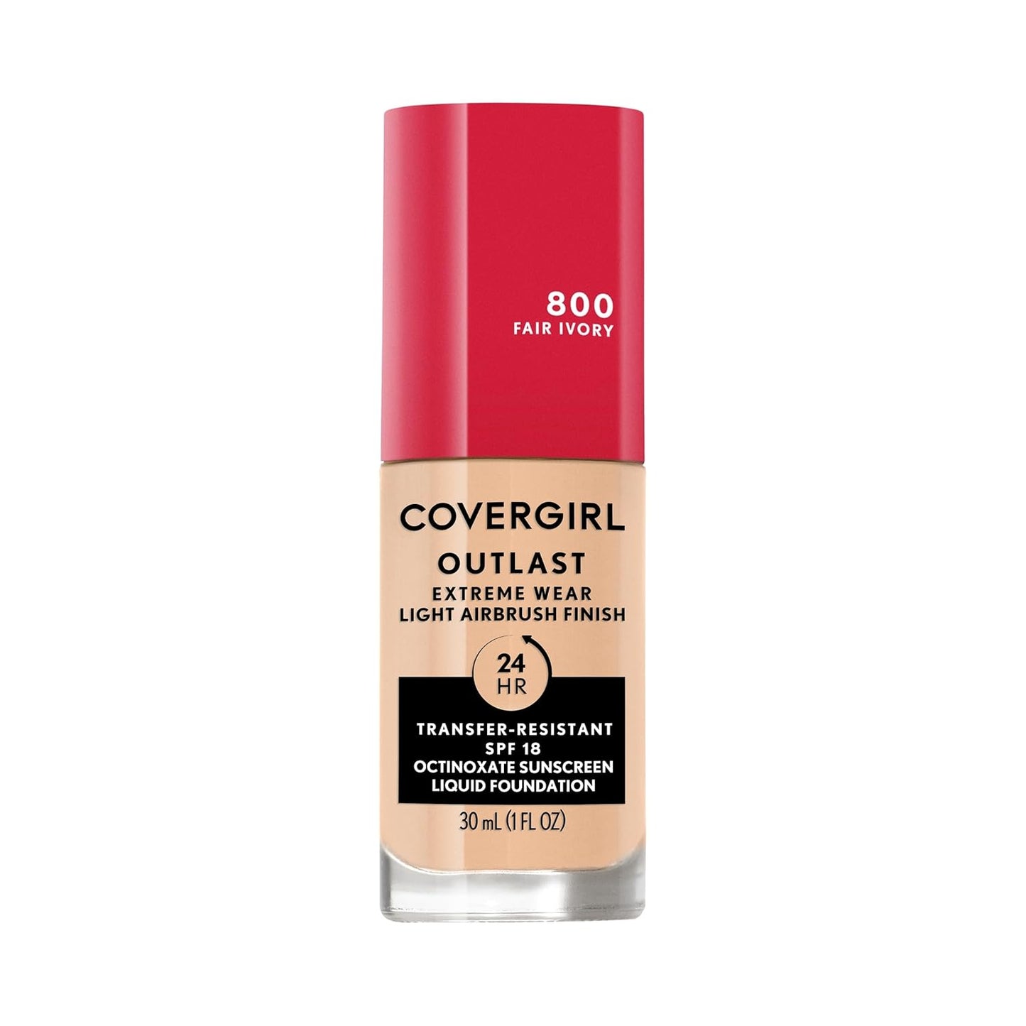Covergirl Outlast Extreme Wear 3-in-1 Full Coverage Liquid Foundation, SPF 18 Sunscreen, Fair Ivory, 1 Fl. Oz.