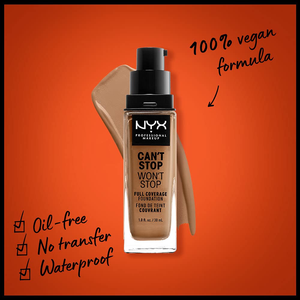 NYX PROFESSIONAL MAKEUP Can't Stop Won't Stop Foundation, 24h Full Coverage Matte Finish - Neutral Tan