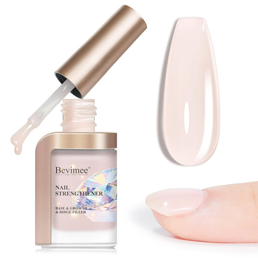 Nail Strengthener Natural Nails Hardener Extra Strong and Growth Nude Nail Repair Strengthening Polish Ridge Filler for Weak and Damaged Nails 12ML