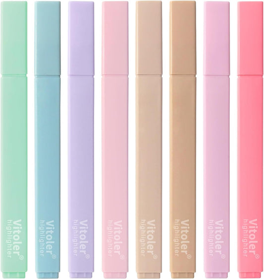 Highlighters, 8 Pack Aesthetic Highlighters, Assorted Colors, Chisel Tip, No Bleed Bible Highlighter Pastel for Journaling Office School Bible Study Supplies