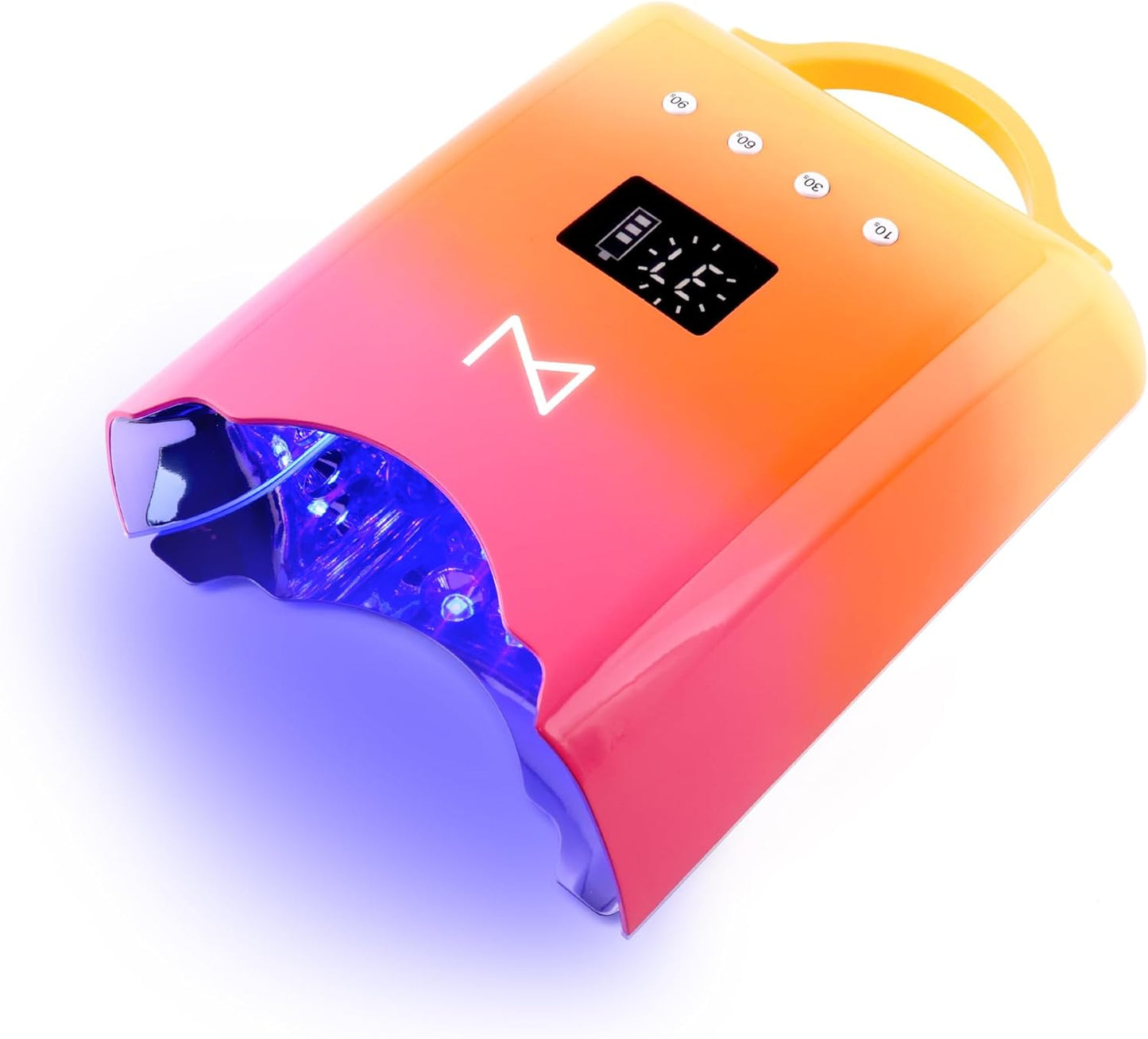 M - NEO Cordless & Rechargeable Nail Curing Lamp 78W with 4 LCD Time Display Timer, Auto Sensor, and Spacious Interior for All Hand Sizes and Nail Lengths (Gradient Pink Gold)