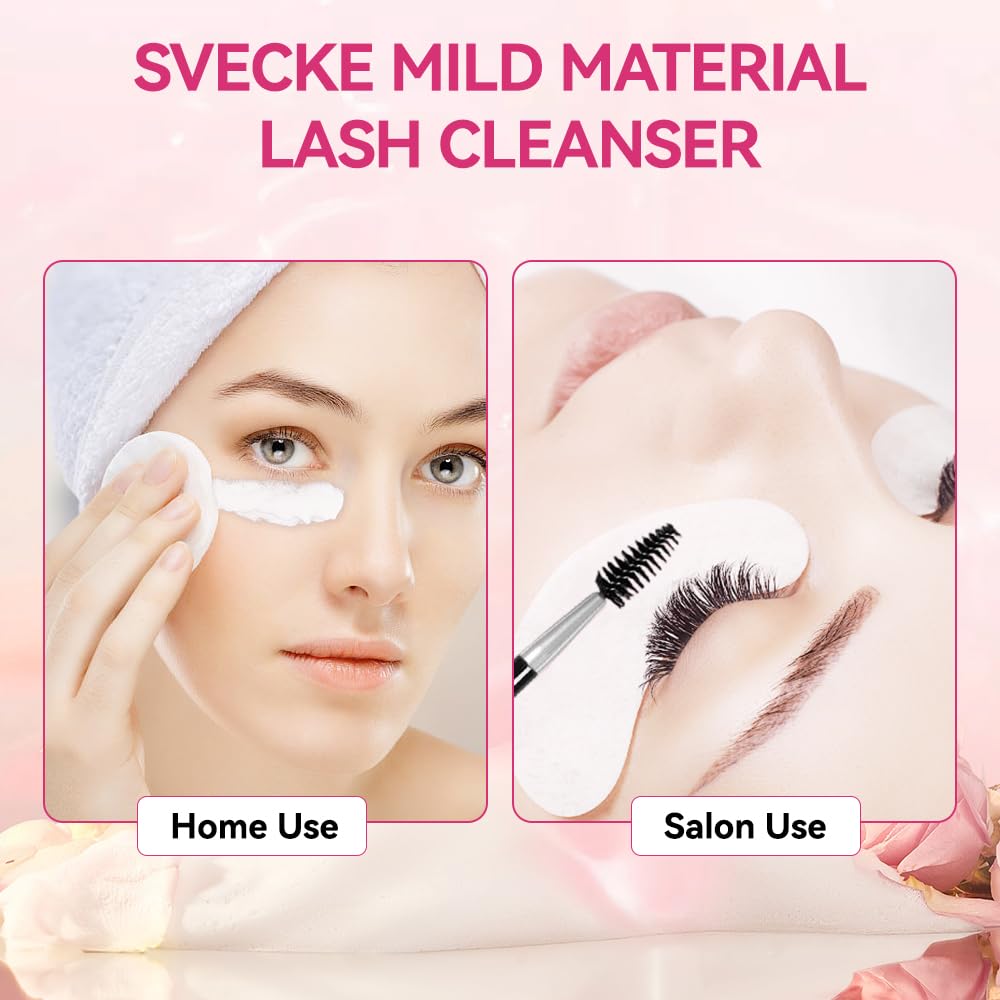 Lash Shampoo Kit, 2 fl.oz / 60ml Eyelash Cleanser, Lash Cleaning Kit with Brush, Eyelash Shampoo for Lash Extensions, Eyelash Remover for Salon and Home Use