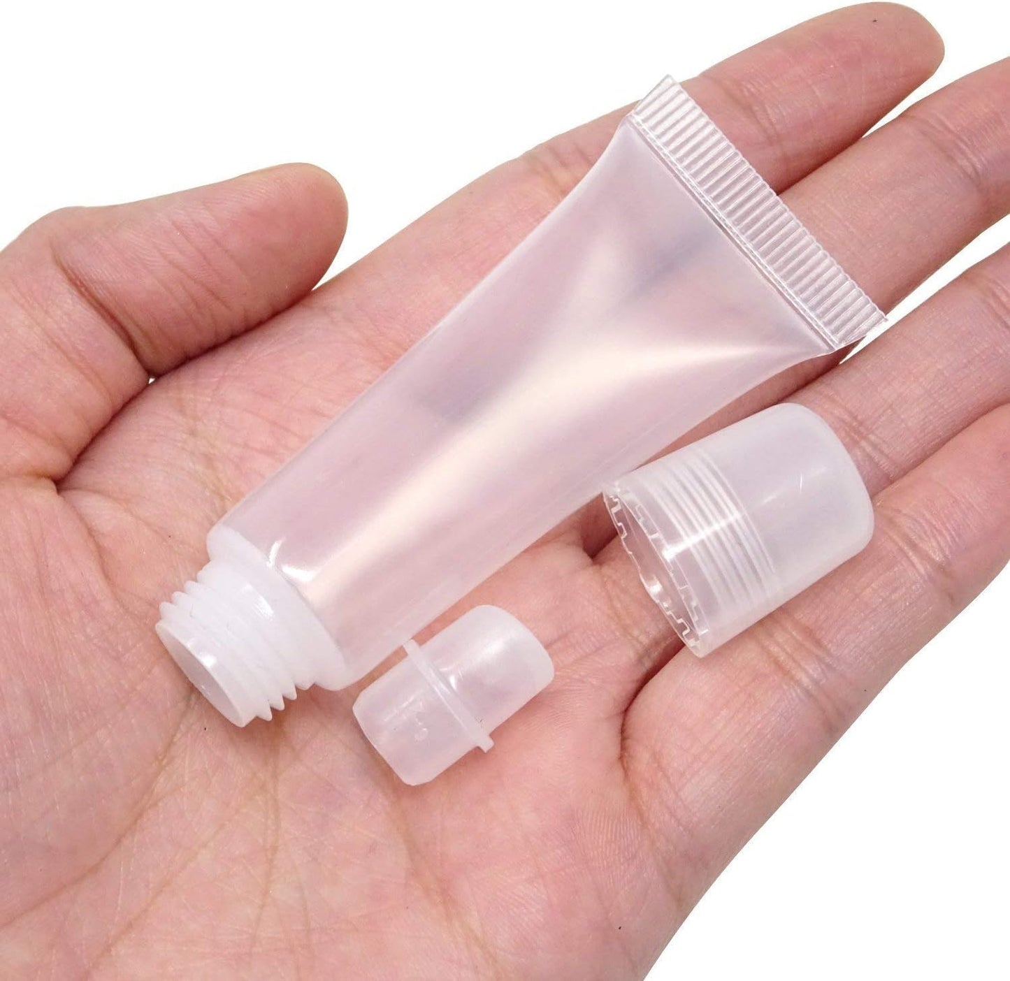JIAKAI 10ml Mini Clear Refillable Empty Tubes Lip Gloss Balm Container，Soft Tubes Makeup Box，Shampoo Samples Empty Tubes with Screw Cover (10pcs)