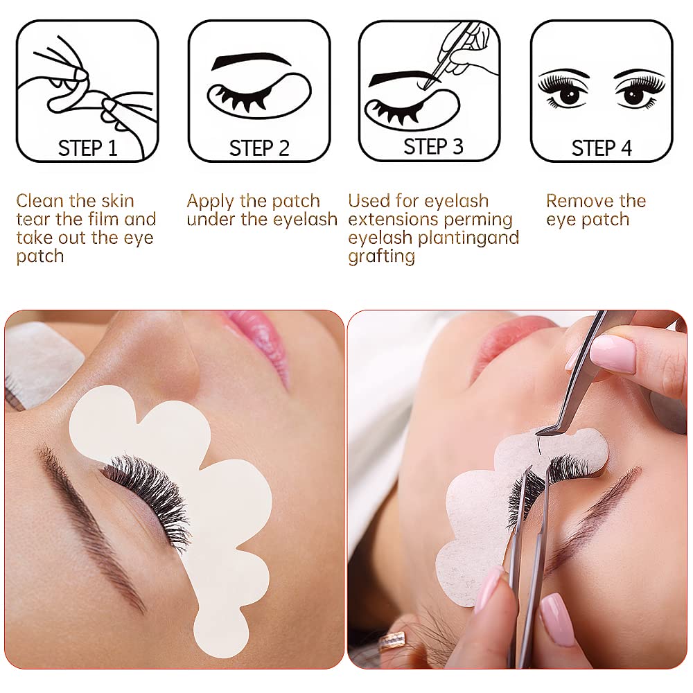 50 Pairs Eye Gel Pads, Lint Free Under Eye Patches for Eyelash Extensions, Premium Eye Mask Beauty Tool Kit (Pink)