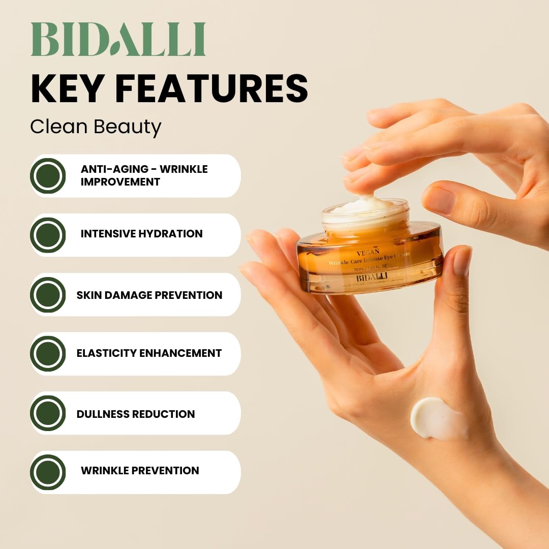 Vegan Wrinkle Care Intense Eye Cream for Anti-Aging Care, Dark Circle, Elasticity, Hydration - Korean Skin Care - 100% Vegan, Clean & Cruelty-Free & Clean Beauty (30ml / 1.01Fl. Oz)