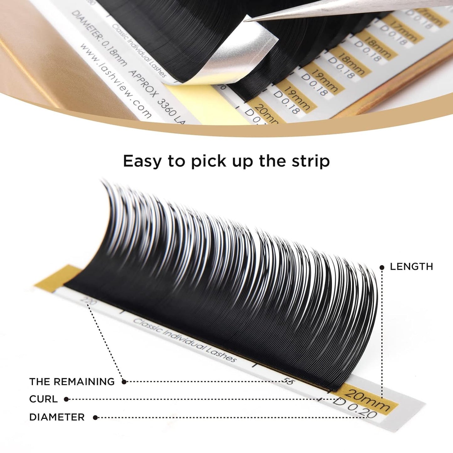 LASHVIEW Eyelash Extensions,Individual Lashes,Premium Single&Classic Lashes,0.15 Thickness C 10mm,eyelash extension supplies,Natural Semi Permanent Eyelashes,Application-Friendly, Lashes