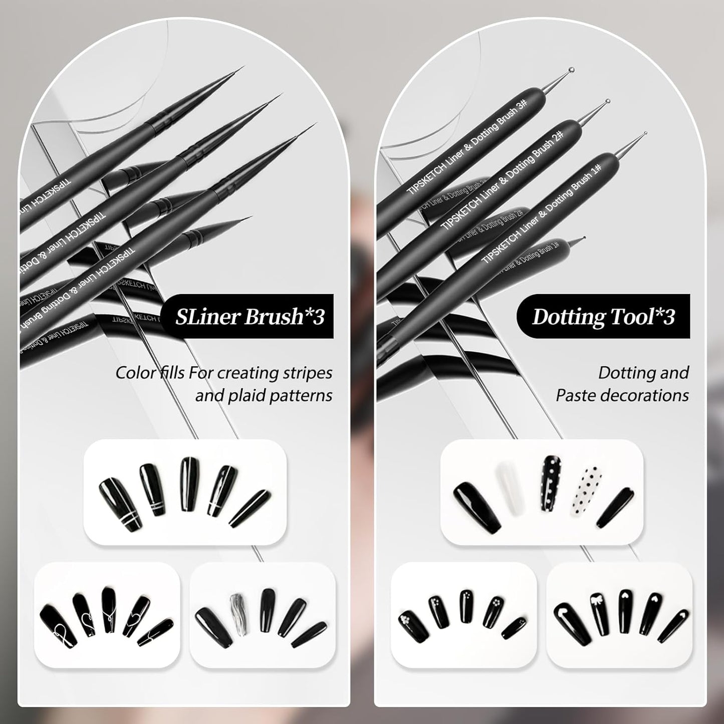 Nail Art Brushes 8pcs Nail Brush For Nail Art With Nail Art Liner Brush and Dotting Pen for Gel Polish Design, French Tips, Detailed Painting, Dotting