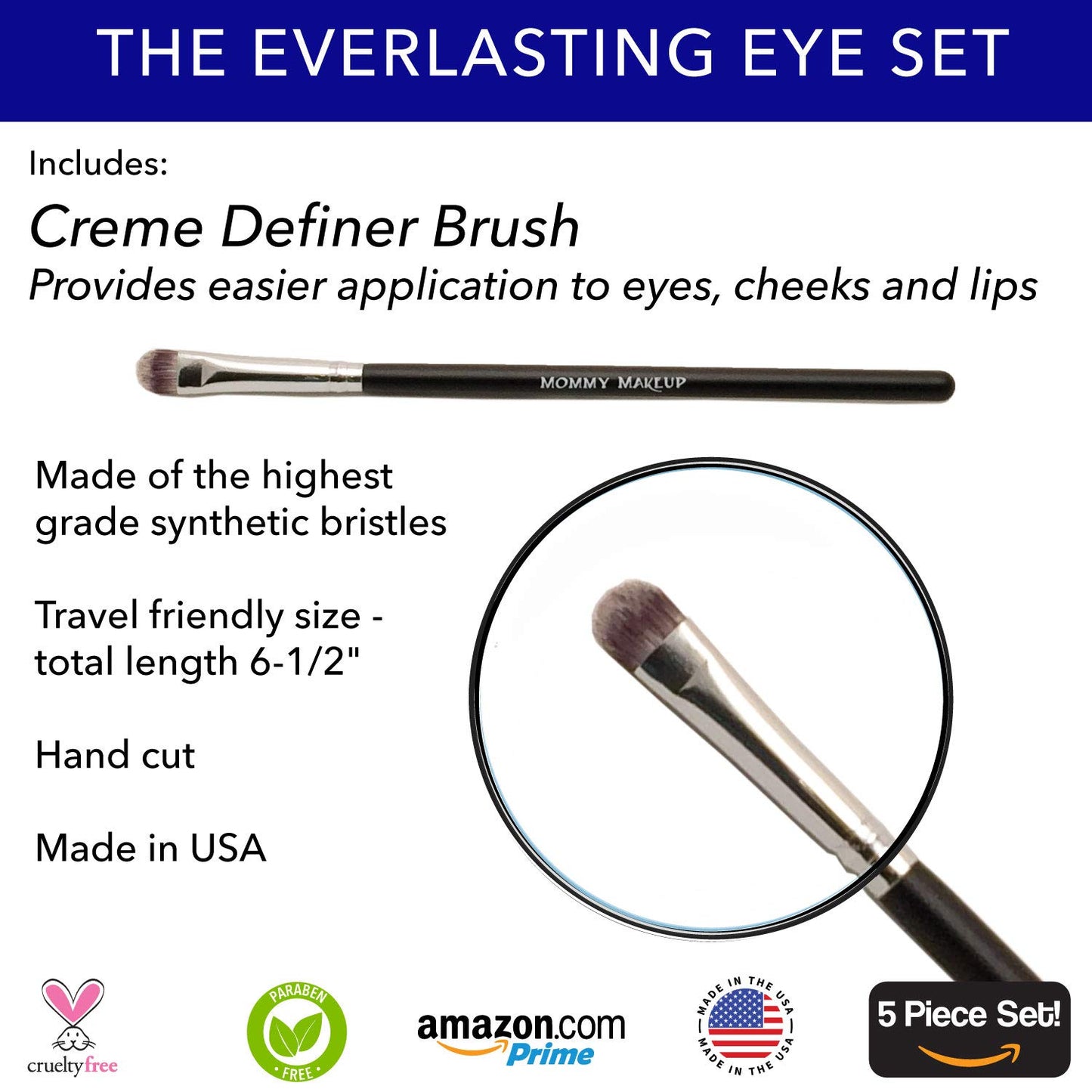 The Everlasting Eye 5 Piece Waterproof Makeup Set. Gel Eyeliner, Creme Eyeshadow, 2 brushes and Mesh Bag. Paraben-free, Talc-free, Cruelty-free. Cashmere/Chocolate Kiss 2502