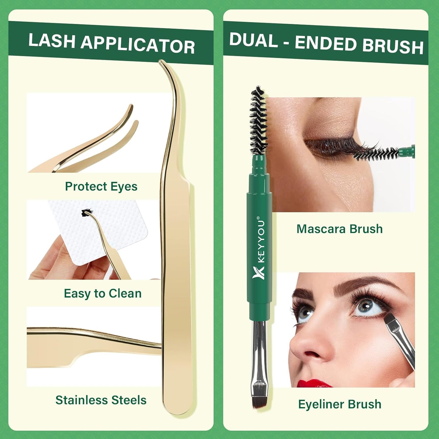 DIY Lash Extension Kit KEYYOU 144pcs Lash Clusters Eyelash Extension Kit with Mascara Brush Bond and Seal Lash Remover Lash Applicators Lash Brush for DIY Lash Extensions (Y22 Kit)