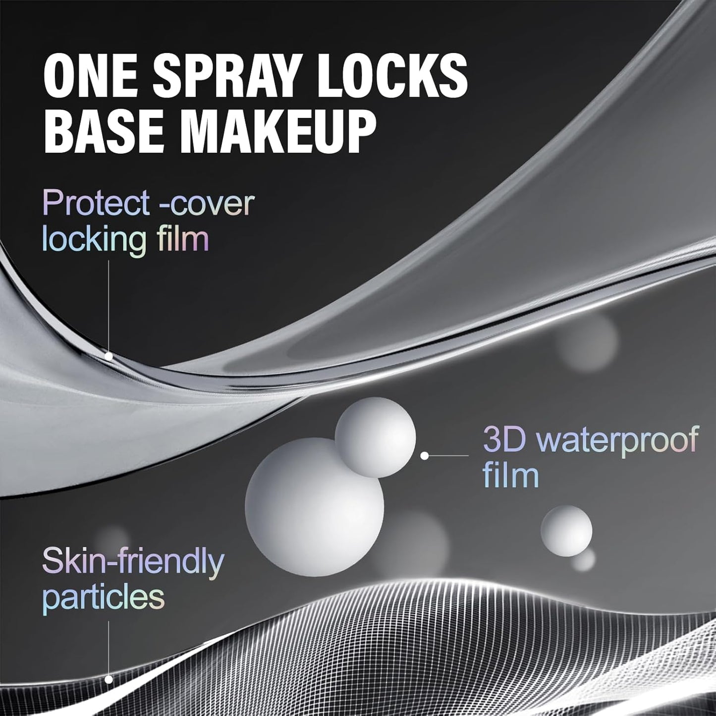 Black Magnet Liquid Powder Makeup Setting Spray, 16H Longlasting Oil Control Lock Face Makeup, Smudgeproof, Waterproof Finishing Spray, 100ml/3.4 Fl Oz