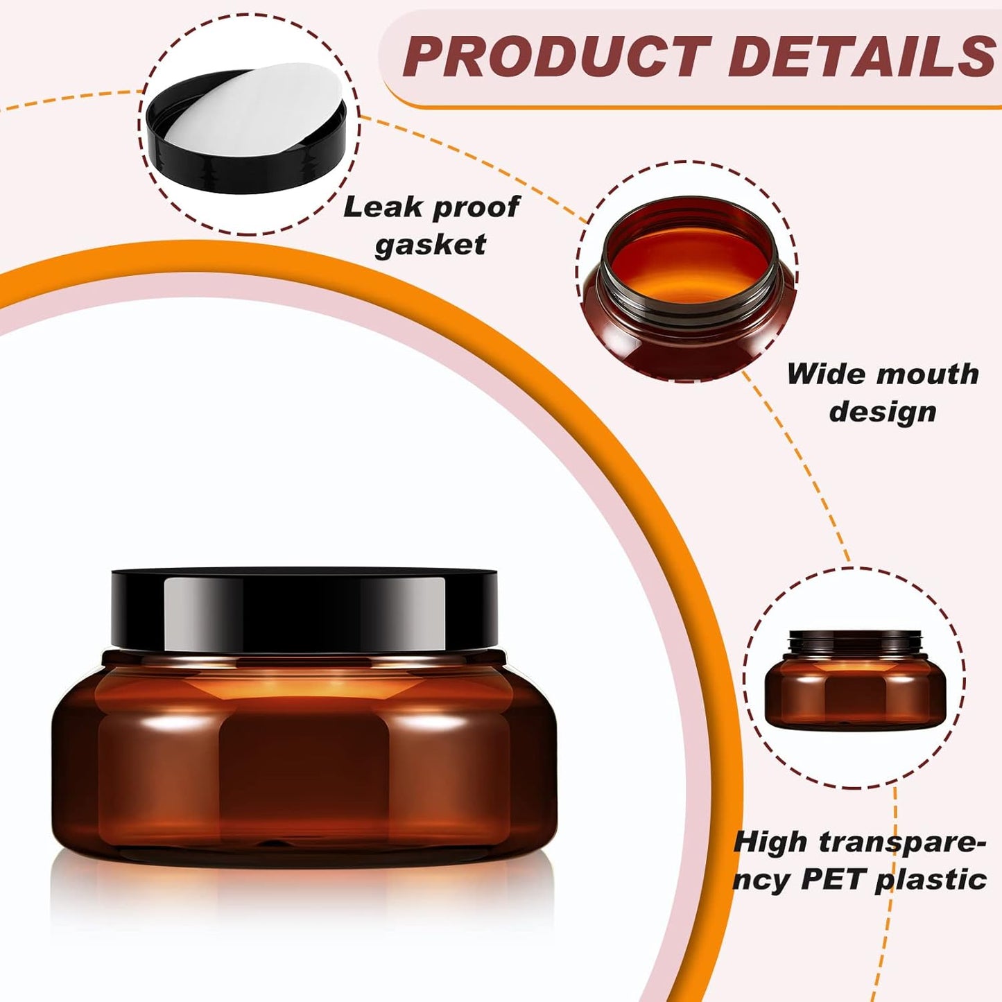 Tessco 24 Pack Plastic Jars with Lids Labels Empty Clear Plastic Jars Round Refillable Cosmetic Containers Body Butter Containers Bulk Sugar Scrub Bottle for Make Up(5 oz,Brown)